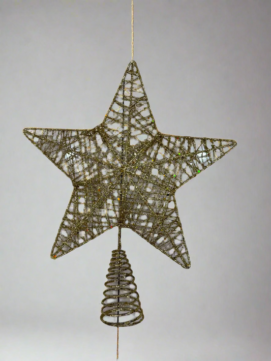 TREE TOPPER GOLD AND RED METAL 28 CM WITH LIGHT UKH-8-7-0825-73