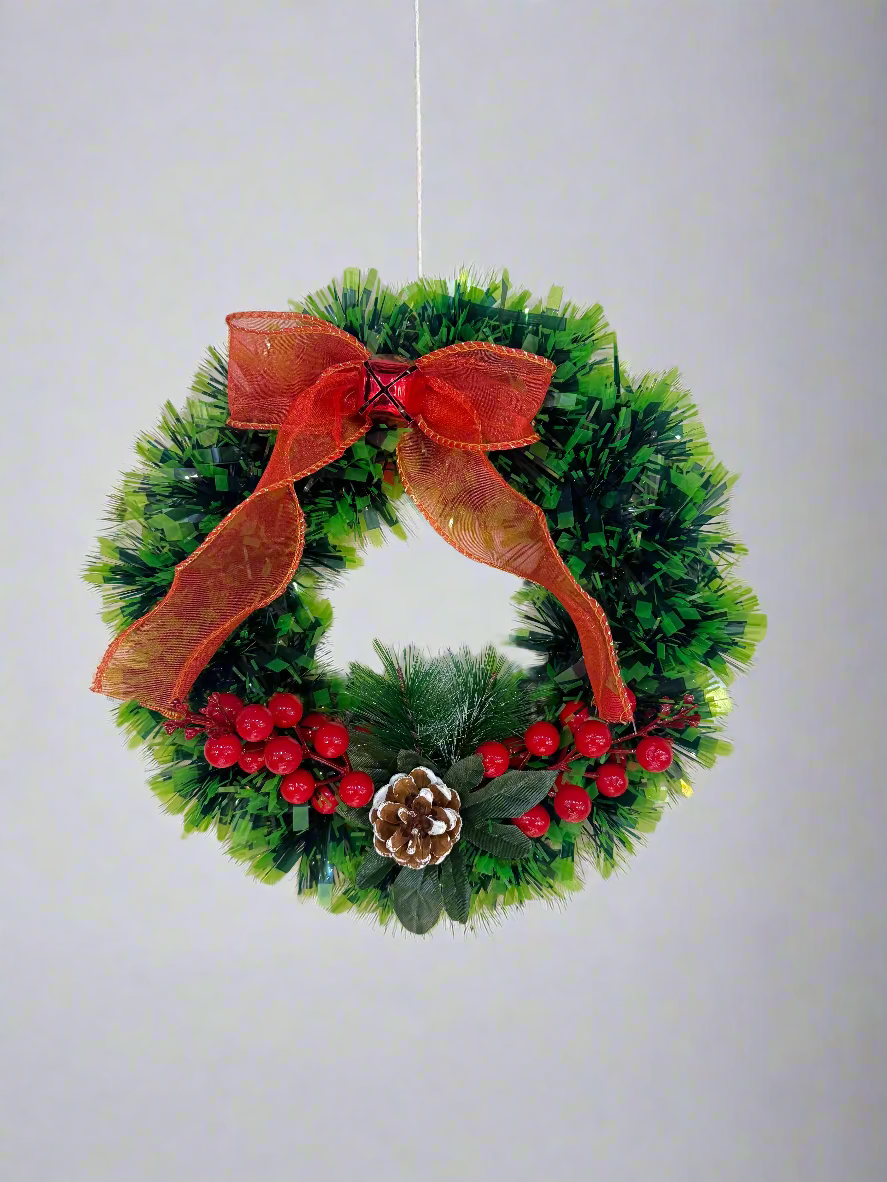 WREATH WITH RIBBON AND CHERRIES 25 CM UKH-9-2-0825-59