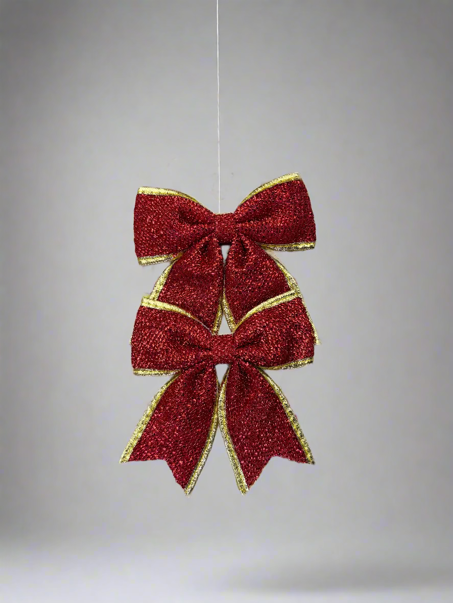 CHRISTMAS BOW TREE DECORATION 14X14 CM 2 PCS RED GOLD UKH-23-120-0825-18
