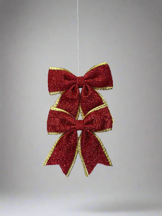 CHRISTMAS BOW TREE DECORATION 14X14 CM 2 PCS RED GOLD UKH-23-120-0825-18