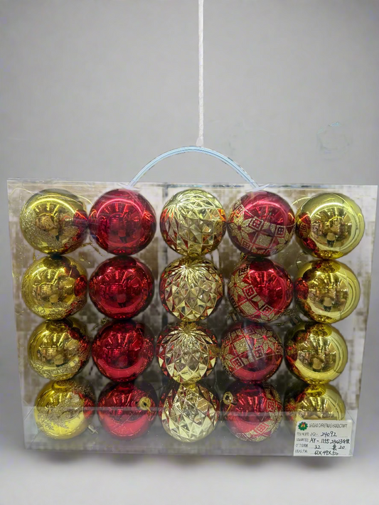 CHRISTMAS 6 CM 20 PCS ASSORTED DESIGN BAUBLES GOLD RED MIX UKH-23-14-0825-47