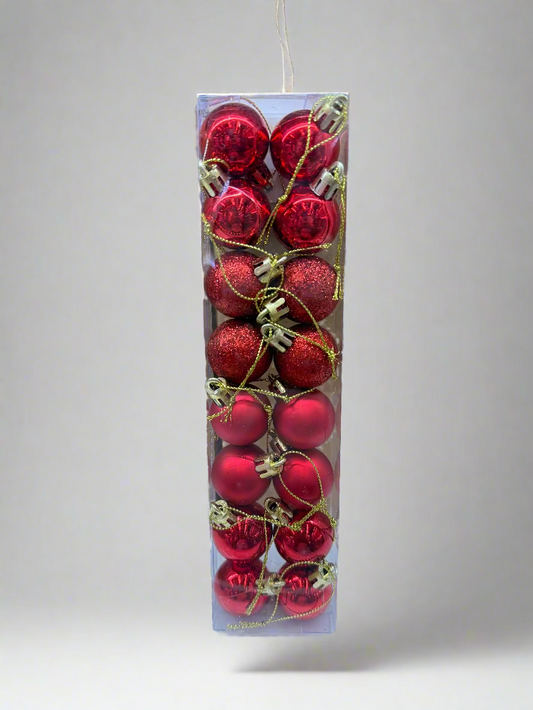 CHRISTMAS 3 CM 16 PCS MATTE GLITTER SHINY BAUBLES GOLD RED UKH-23-15-0825-79