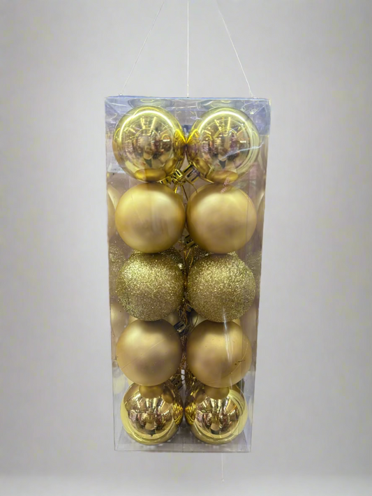 CHRISTMAS 5 CM 20 PCS MATTE GLITTER SHINY BAUBLES GOLD UKH-23-16-0825-91