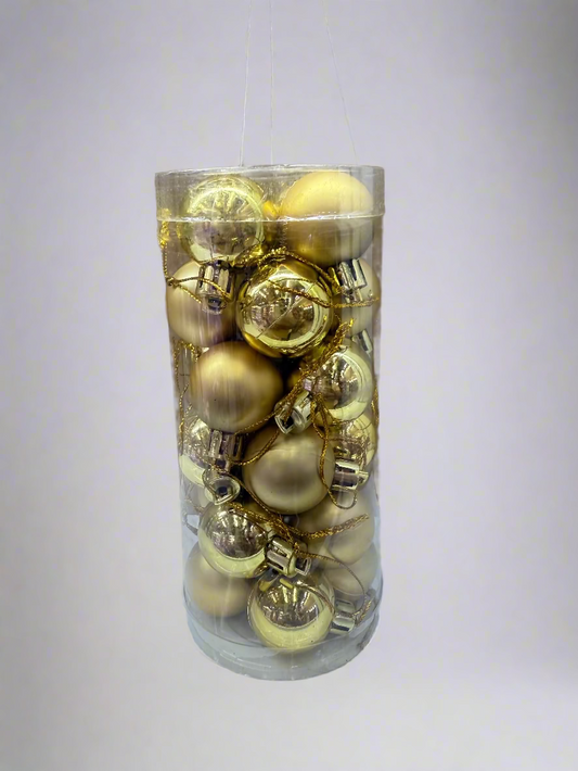 CHRISTMAS 3 CM 24 PCS MATTE GLITTER SHINY BAUBLES RED GOLD SILVER UKH-23-18-0825-38