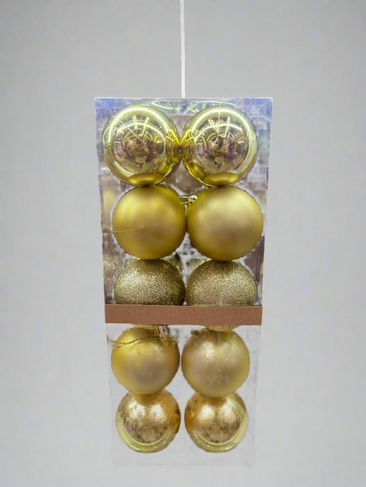 CHRISTMAS 6 CM 20 PCS MATTE GLITTER SHINY BAUBLES GOLD UKH-23-25-0825-95