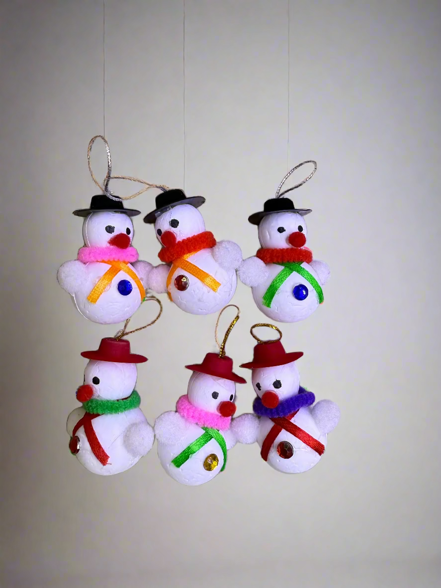 SNOW MAN TREE DECORATION PACK OF 6 UKH-23-28-0825-26