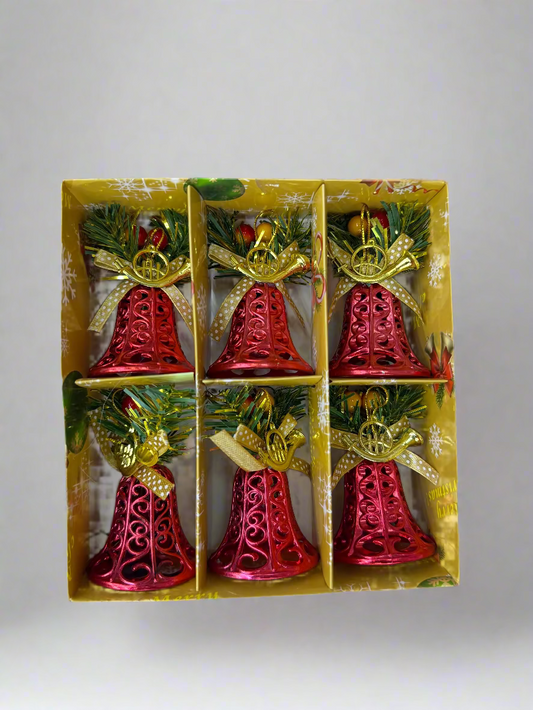 CHRISTMAS BELLS TREE DECORATION 8 CM 6 PCS RED UKH-23-43-0825-48