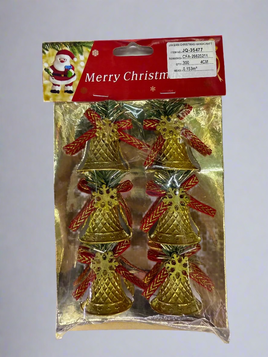 CHRISTMAS BELLS TREE DECORATION 4 CM 6 PCS RED GOLD UKH-23-48-0825-79