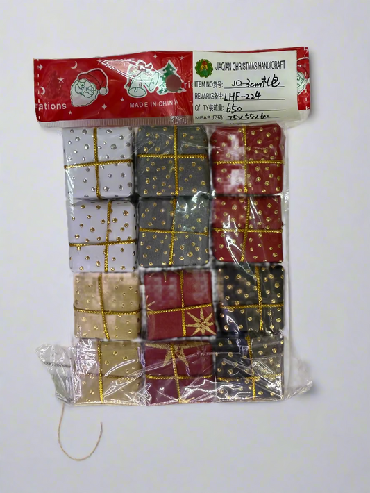 CHRISTMAS GIFT BOX TREE DECORATION 3X3 CM 12 PCS UKH-23-50-0825-4