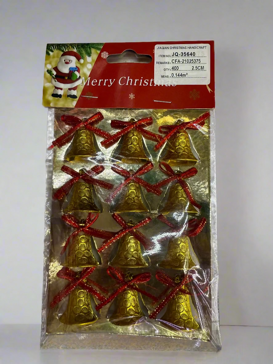 CHRISTMAS BELLS TREE DECORATION 3 CM 12 PCS RED GOLD UKH-23-55-0825-91