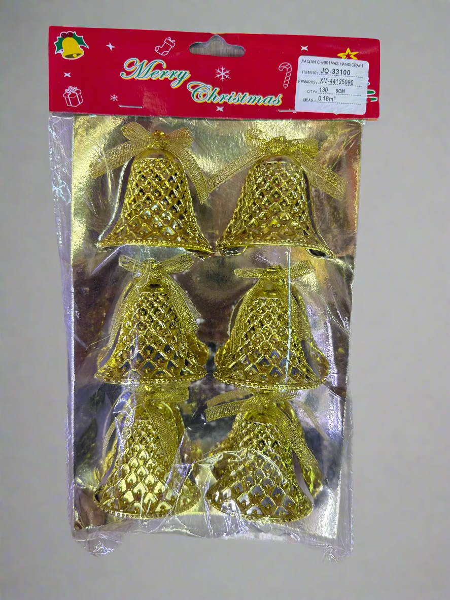 CHRISTMAS BELLS TREE DECORATION 6 CM 6 PCS RED GOLD UKH-23-58-0825-84