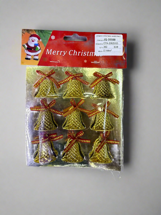 CHRISTMAS BELLS TREE DECORATION 3 CM 9 PCS RED GOLD UKH-23-61-0825-60