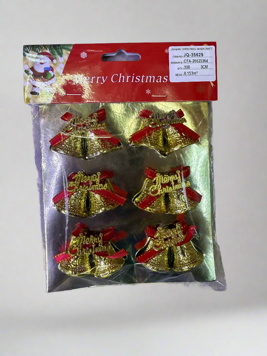 CHRISTMAS TWIN BELLS TREE DECORATION 3 CM 6 PCS RED GOLD UKH-23-62-0825-42