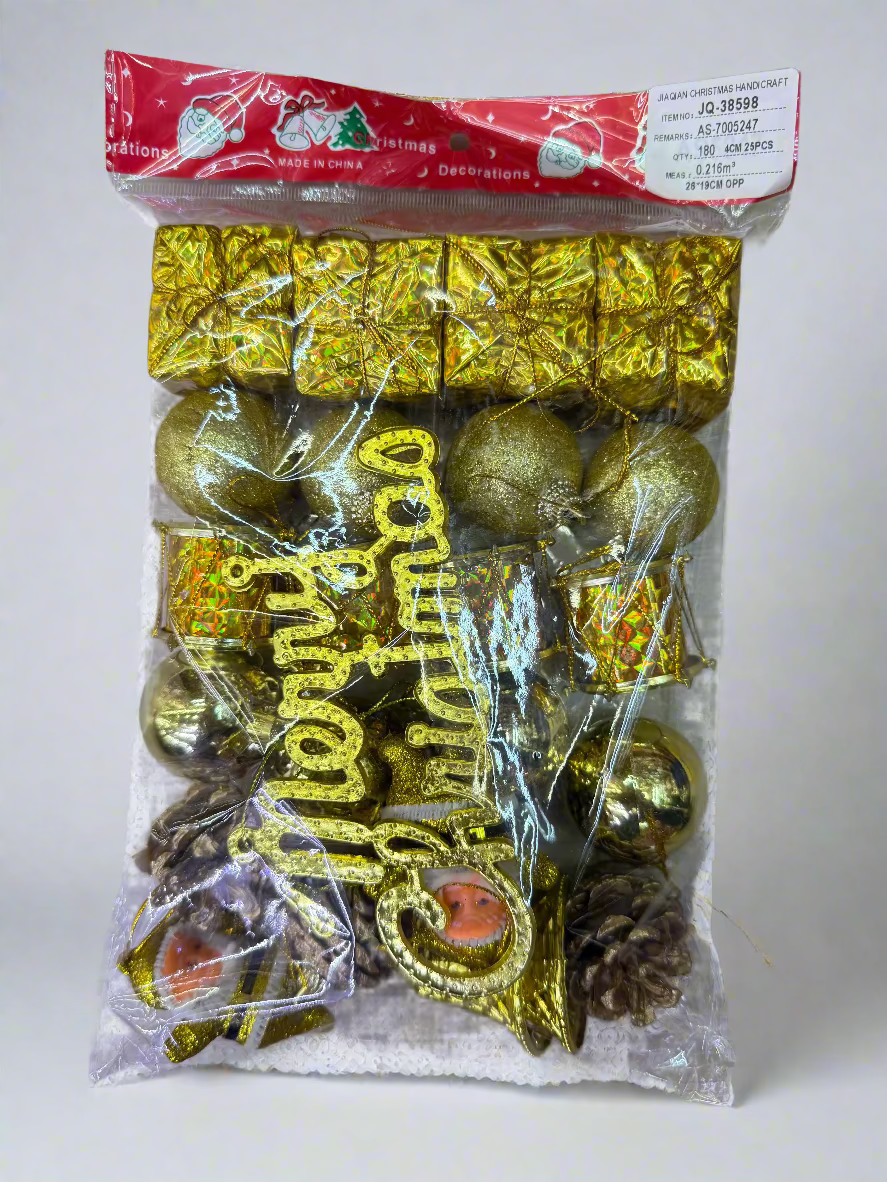 ASSORTED TREE DECORATIONS PACK RED GOLD UKH-23-69-0825-19