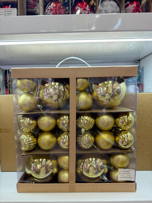 CHRISTMAS ASSORTED DESIGN 6 CM 44 PCS BOX BAUBLES RED UKH-23-11-0825-9