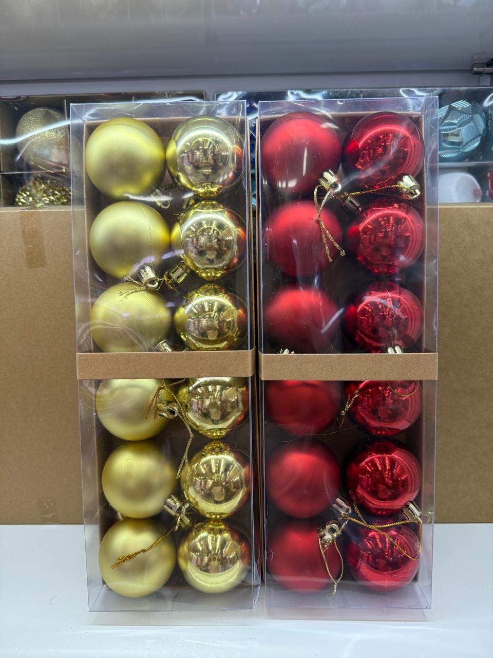 CHRISTMAS 6 CM 12 PCS MATTE AND SHINY BAUBLES GOLD RED UKH-23-13-0825-47