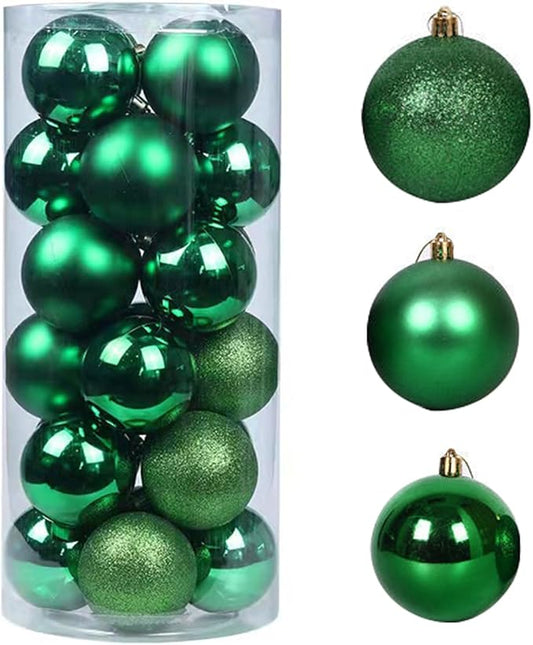 CHRISTMAS 6CM 36 PCS BOX MATTE SHINY GLITTER BAUBLES GREEN UKH-2-25-0925-72